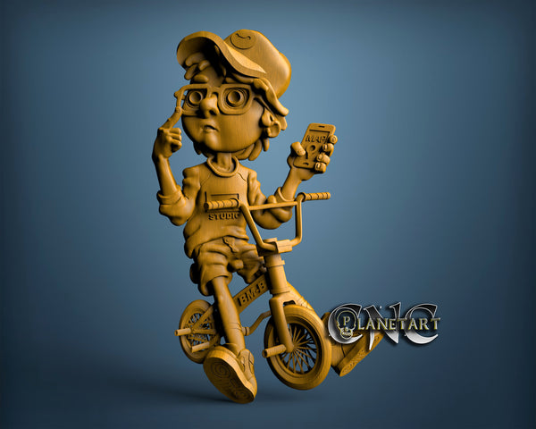 Boy on Bicycle, 3D STL Model 10277