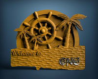 Welcome Wheel and Palm Trees, 3D STL Model 10342