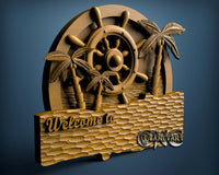 Welcome Wheel and Palm Trees, 3D STL Model 10342