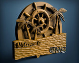 Welcome Wheel and Palm Trees, 3D STL Model 10342